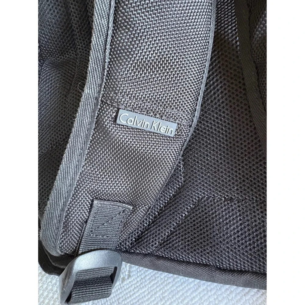 Calvin Klein Black Ballistic Nylon Laptop Backpack Reflective Logo utility bag
